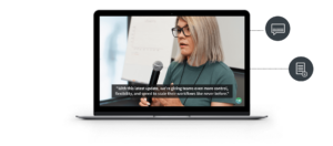 Untertitel im Videoplayer, generiert durch den Video AI Assistant für effiziente Videoproduktion.