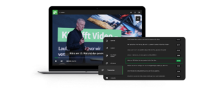 KI-gestützter Assistent in VideoManager Pro zur automatischen Erstellung von Transkripten und Metadaten.