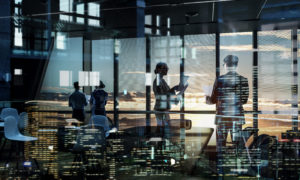 Business people using videos for Investor relations